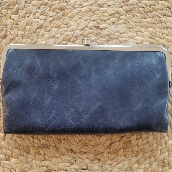 HOBO Original Lauren Wallet Clutch Turquoise Blue Silver Hardware EUC - Picture 1 of 16